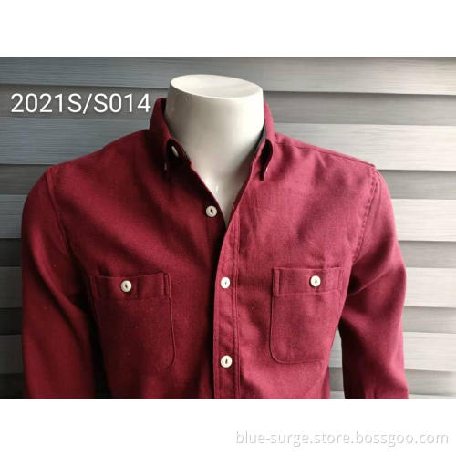 High Quality Red Leisure Two-Pocket Men's Shirts
